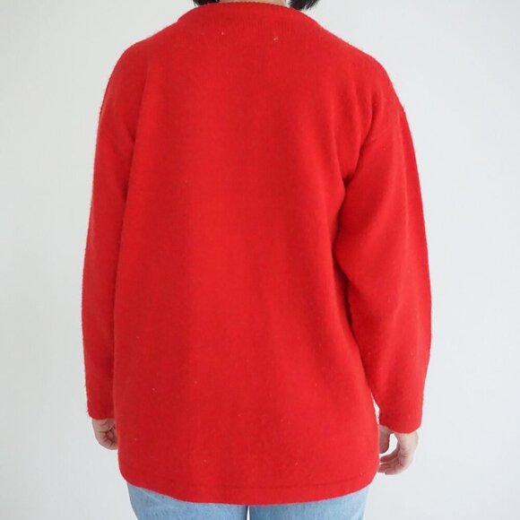 Vintage Unison Fashion Red Christmas Teddy Bear Crewneck Knit Sweater L - Picture 3 of 10